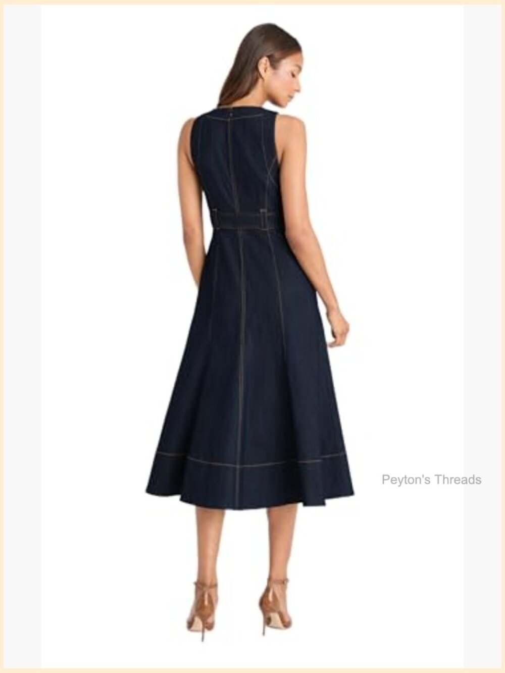 Sleeveless High Neck Midi Dress with Belted Utility Pockets - Picture 3 of 4